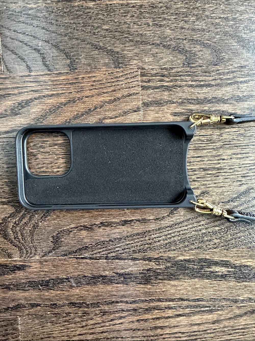 Bandolier Black Leather Crossbody iPhone 15 Pro Snap Card Slot • Black / Gold - Picture 2 of 5